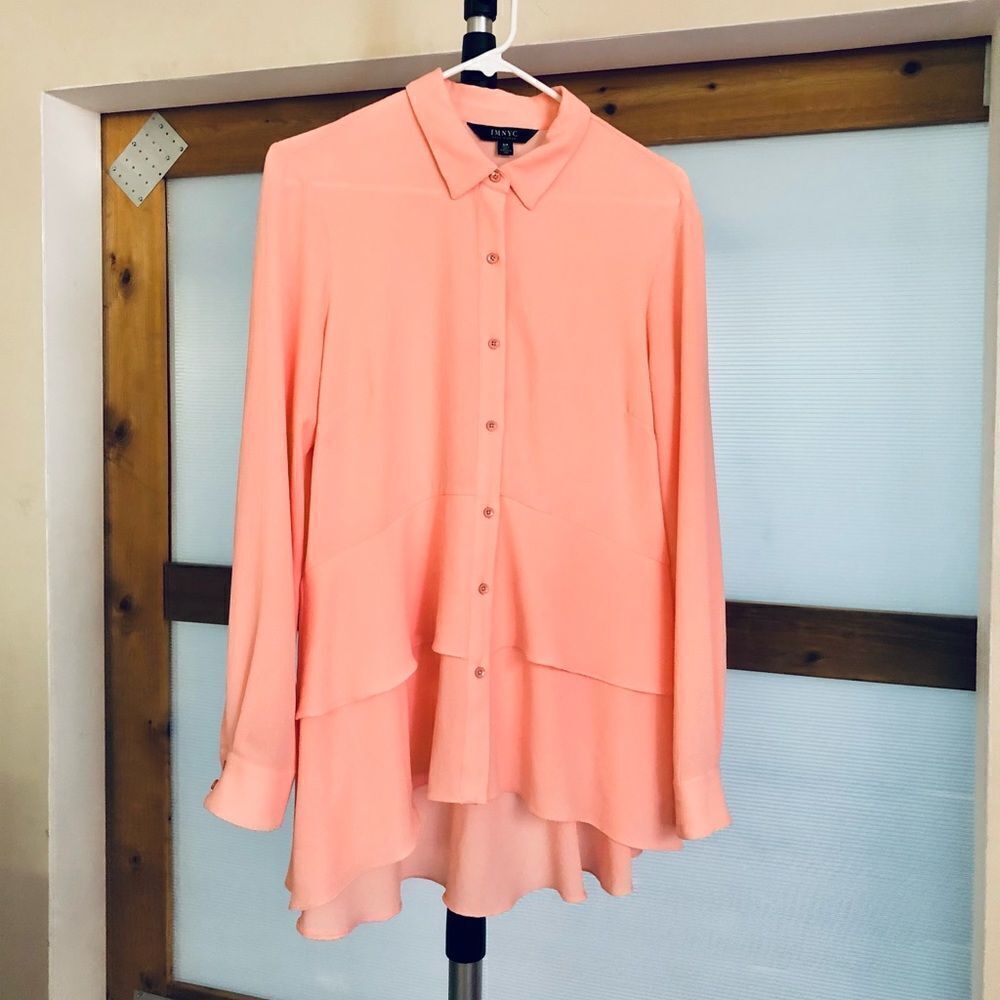 Im NYC Isaac Mizrahi Light Pink Ruffle Flowy Blouse / Sz S